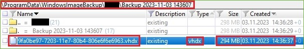 Backup Created – .vhdx File