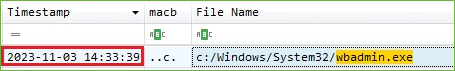 wbadmin Executed - $MFT