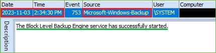Backup Started – Microsoft-Windows-Backup.evtx